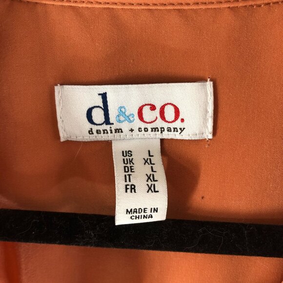Denim & Co. Womens Button-Up Collared Long Sleeve Shirt L Orange Casual Top - Picture 3 of 5